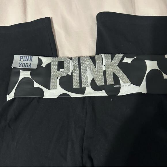 Y2K PINK Victoria's Secret BLING Flare Yoga Cropped Pants - Picture 5 of 5